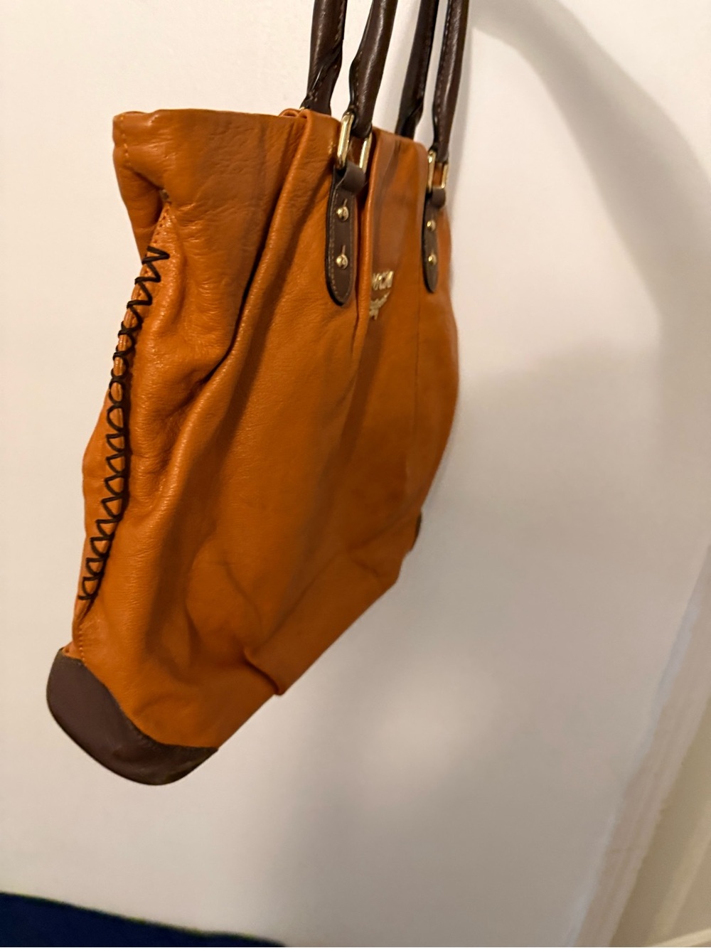 MCM Cognac Leather Tote with Dark Brown Handles - Picture 4 of 16